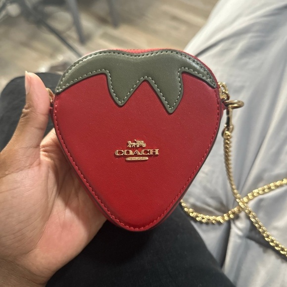 Coach Red and Green Strawberry-Shaped Coin Purse - Picture 1 of 3